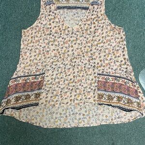 Patrons of Peace Pink and Cream Sleeveless Tank Top